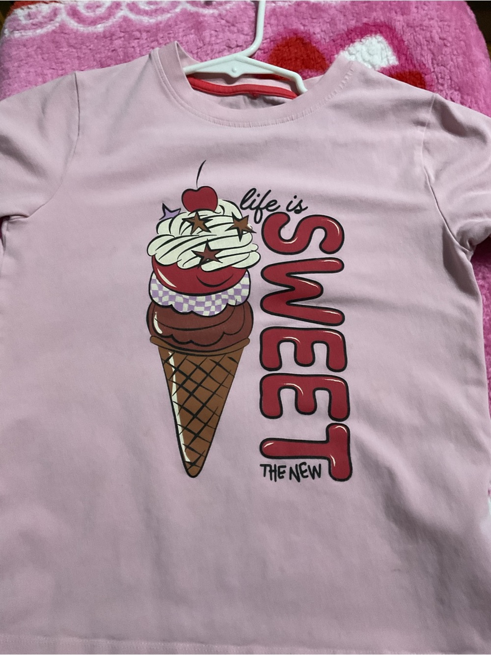 Girls Pink 'Life Is Sweet' Ice Cream Graphic Tee